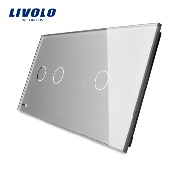 Livolo luxe gris cristal verre trempé panneau de verre double 151mm * 80mm à vendre VL-C7-C2 / C1-15